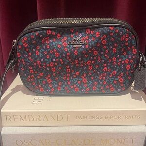 Coach Black and Red Floral Crossbody Bag